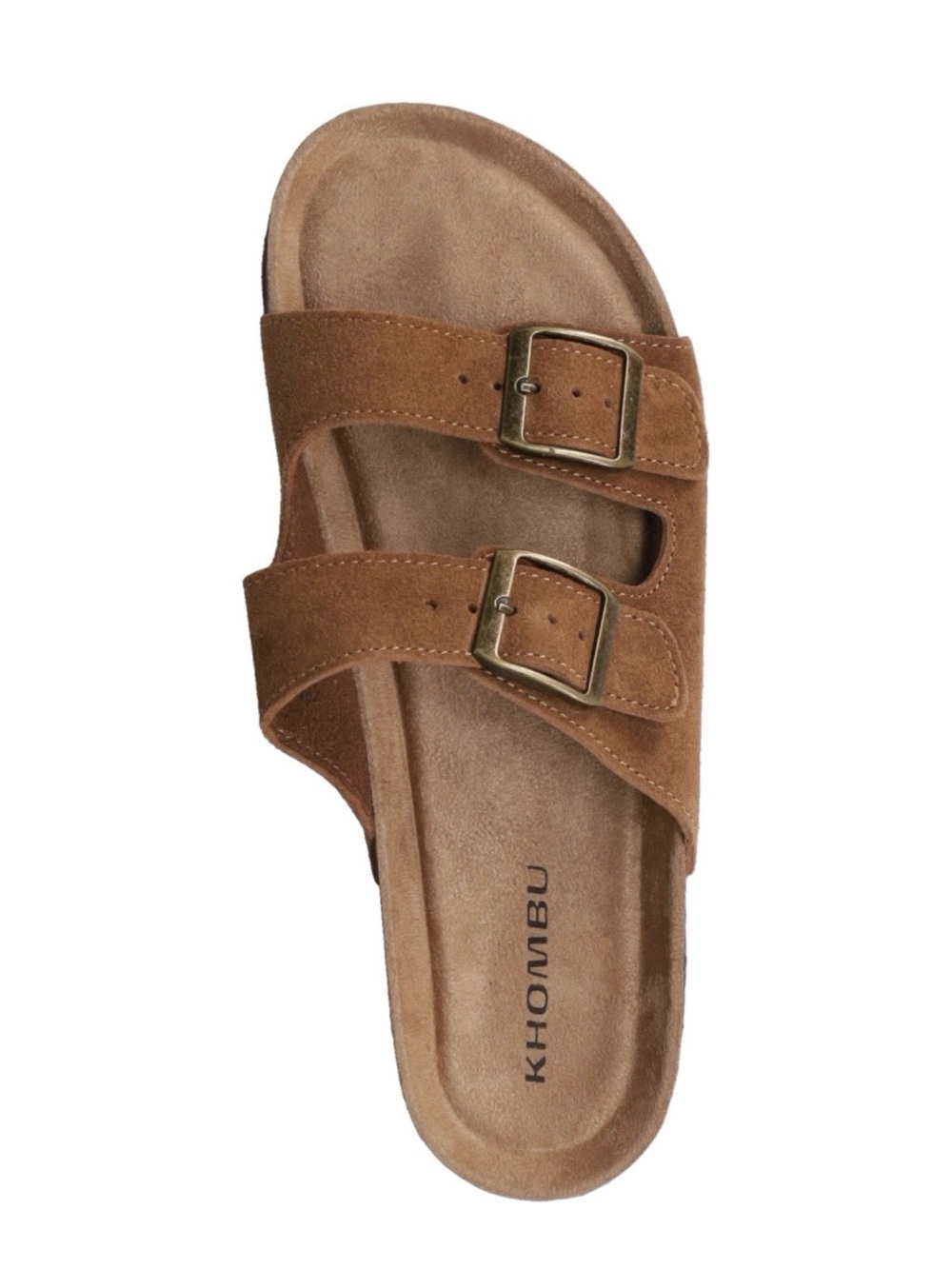 Khombu Brown Suede Double Buckle Slide Sandal Size 6